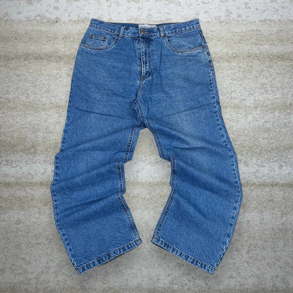 Vintage 90s Burry Lane Jeans 38x32 Relaxed Fit Medium Wash Plaid Lined Work - Picture 2 of 4
